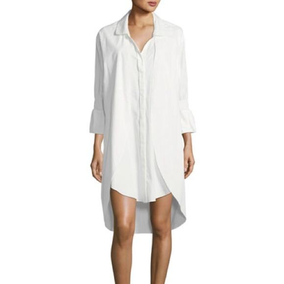 Halston Heritage Dresses & Skirts - Shirt Dress Halston Heritage Smock Sleeve Overlay White Women's Size Small